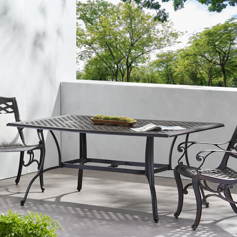 Outdoor Cast Aluminum Rectangular Dining Table, Bronze