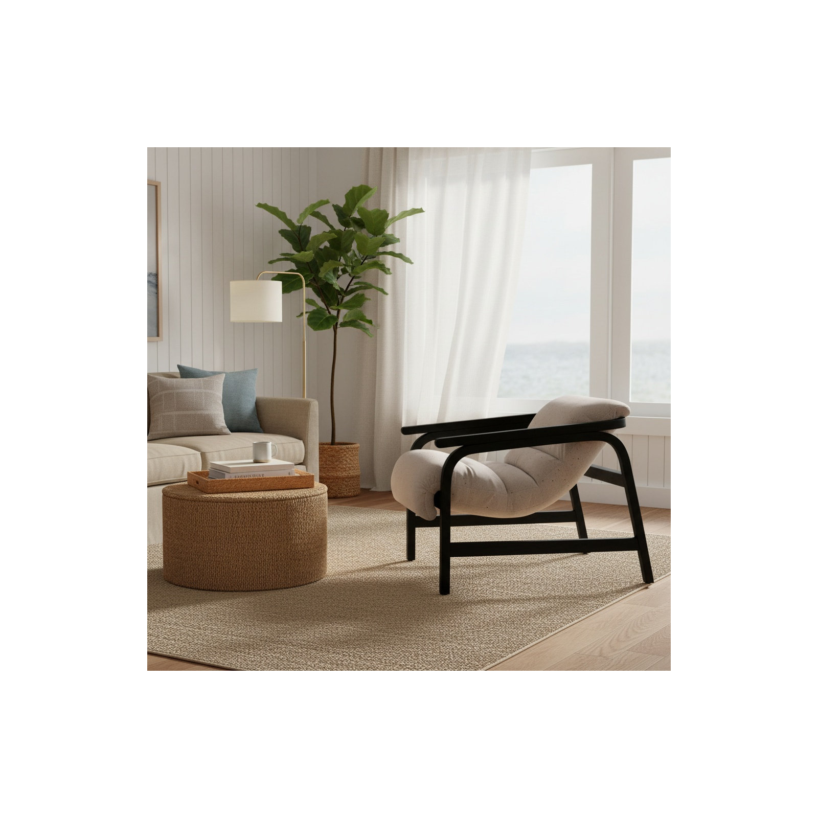 Cellire Chair, Stone Linen, Black