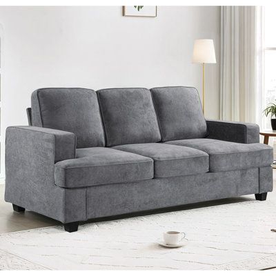 Velours confortable à 3 places avec mousse haute et coussins de dossier amovibles, en gris pour le bureau, les sièges d'appoint, la mousse, la maison
