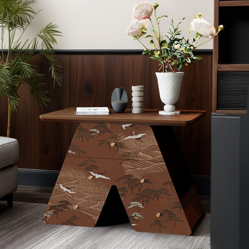 Armoire d'appoint artistique en bois multifonctionnelle, Brun noyer