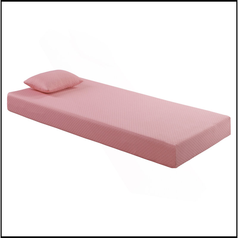 Ensemble de matelas simple 7inch avec coussin en mousse viscoélastique imprégnée de gel respirant, rose, matelas dans une boîte