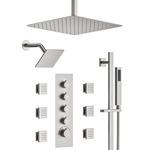 Dropship Shower System; Ultra-thin Wall Mounted Shower Faucet Set For  Bathroom; Wall Massage Water; Stainless Steel Rain Shower Head Handheld Shower  Set; 23 Inch Square Large Panel; Brushed Nickel to Sell Online