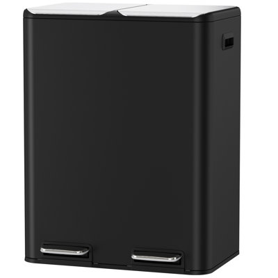 16 Gal Dual Kitchen Trash Can, Stainless Steel Step-On Garbage Bin with Built-in Deodorizer, Recycle Waste Dustbin, W/2 Built-In Box For Odor Control, Soft-Close Lid,2 Buckets, Foot Pedal, Side Handle, For Home Office