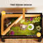 Enceinte de tortue en bois jaune avec tablette de rangement, fenêtres latérales en acrylique transparent pour la vue, dessus ouvrable et porte-lampe - rangement organisé, intérieur visible, fenêtres de vie confortables,