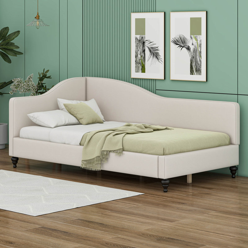 Lit de jour en lin Linen, Lit simple, Beige