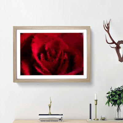 The Beauty of a Red Rose in Abstract - Picture Frame Painting Print on MDF