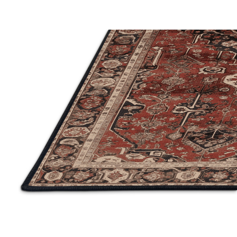 Machine Washable Persian Brown Area Rug, Square 7' x 7'