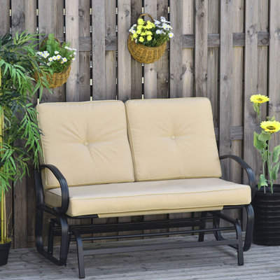 Outdoor Burkholder Gliding Metal Bench with Cushions by Red Barrel Studio