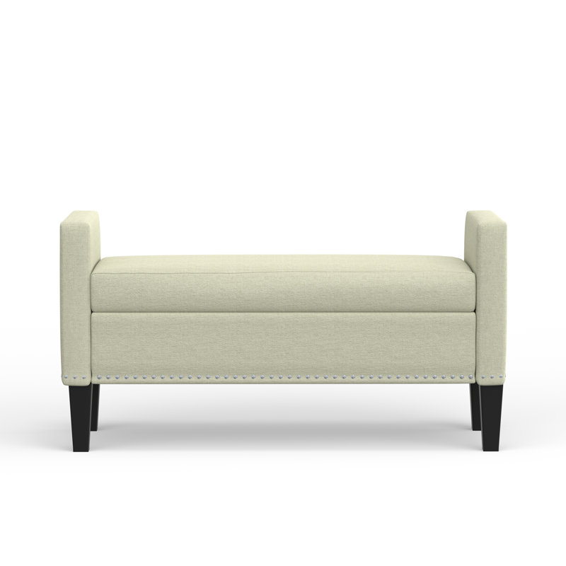 Banc de rangement rembourré Macrina, Beige, H 24 po x l 46,06 po x P 17,8 po