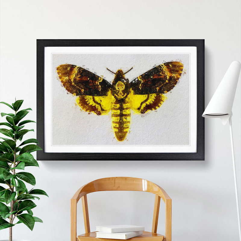 Deathshead Moth - Picture Frame Painting Print, Black Framed, 48cm H x 65cm W x 2cm D