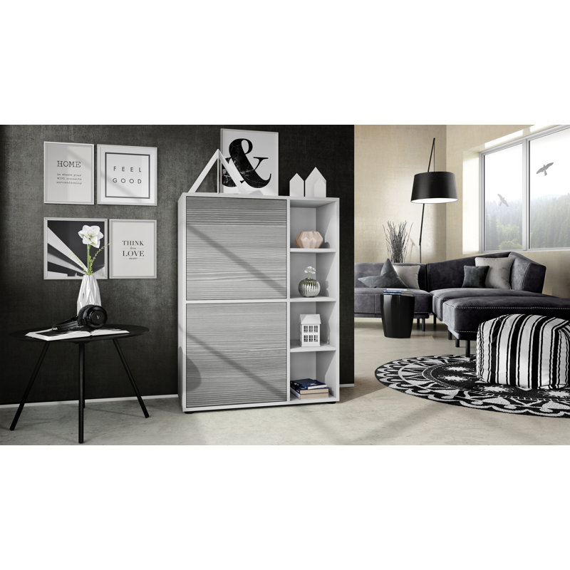 Mccafferty 79 cm W Highboard, White Matt/Avola Anthracite