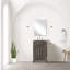 Meuble-lavabo simple en chêne brun avec robinet et miroir - Ensemble de salle de bain moderne - Comptoir en acrylique - Pièce maîtresse élégante