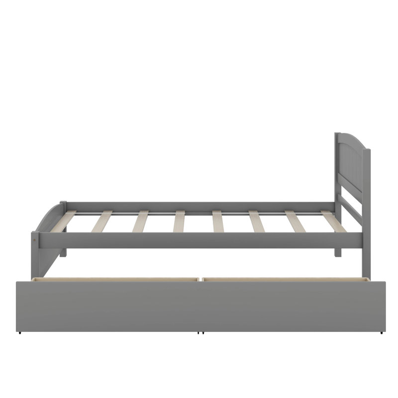 Twin Size Platform Bed With Two Drawers, Gray