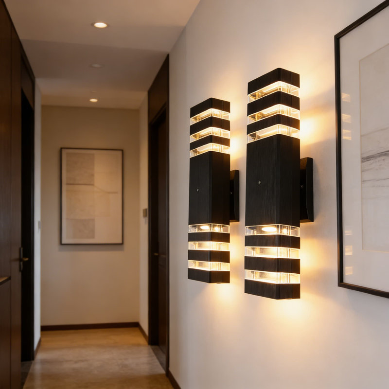 Paquet de 2 lumières murales d'extérieur Dusk To Dawn, luminaire d'extérieur moderne imperméable IP65 avec capteur automatique, applique murale blanc chaud vers le bas 3000K pour garage porche