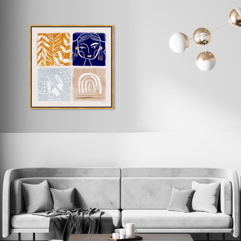 " Abstract Fall Back ", Gold Framed Canvas, 30" H x 30" W x 1.5" D