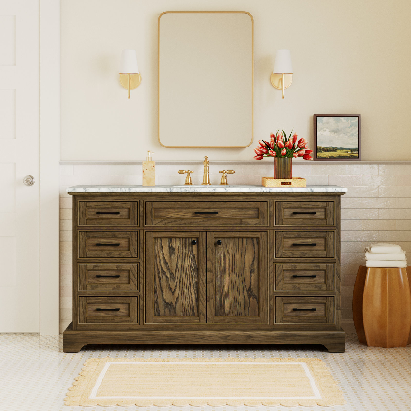 Hermes 60'' Single Bathroom Vanity, Dark Brown