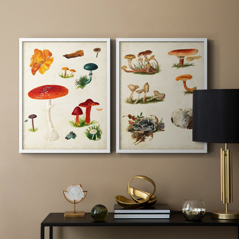 Reproduction encadrée de qualité supérieure de la variété champignon vii - prêt à accrocher - pas de clous requis - pas de clous requis