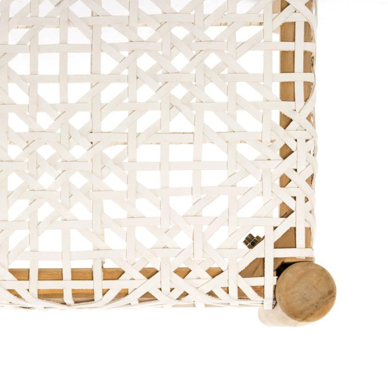 Banc en cuir Brailee, Chêne / blanc