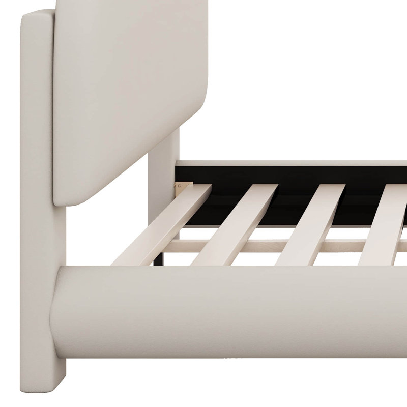 Grand lit plateforme tapissier Teddy, Beige