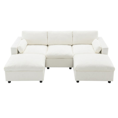 [VIDEO]86.5'' Chenille Modular Sectional Sofa With Storage Pockets