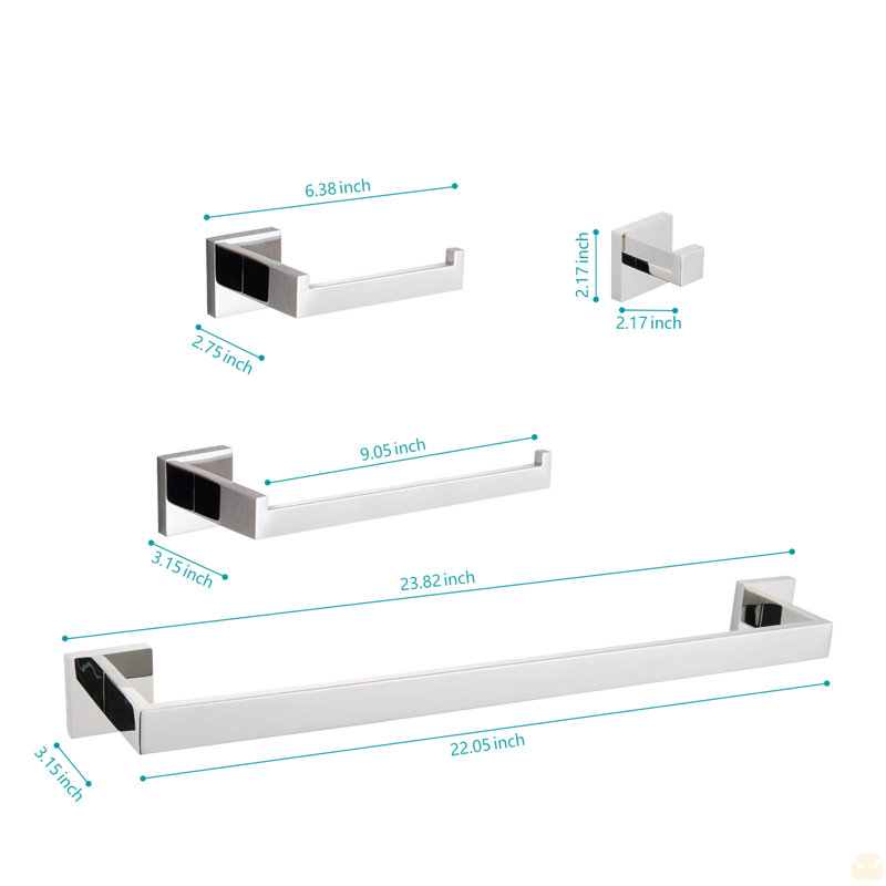 4 - Piece Bathroom Hardware Set, Chrome