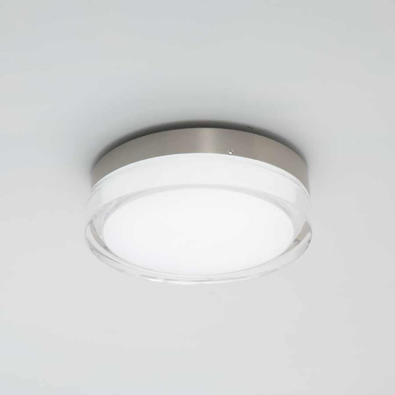 Plafonnier encastré rond à intensité variable Pi Pi, 3000 K, Acier Inoxydable, H 2,5 po x l 8,88 po x P 8,88 po