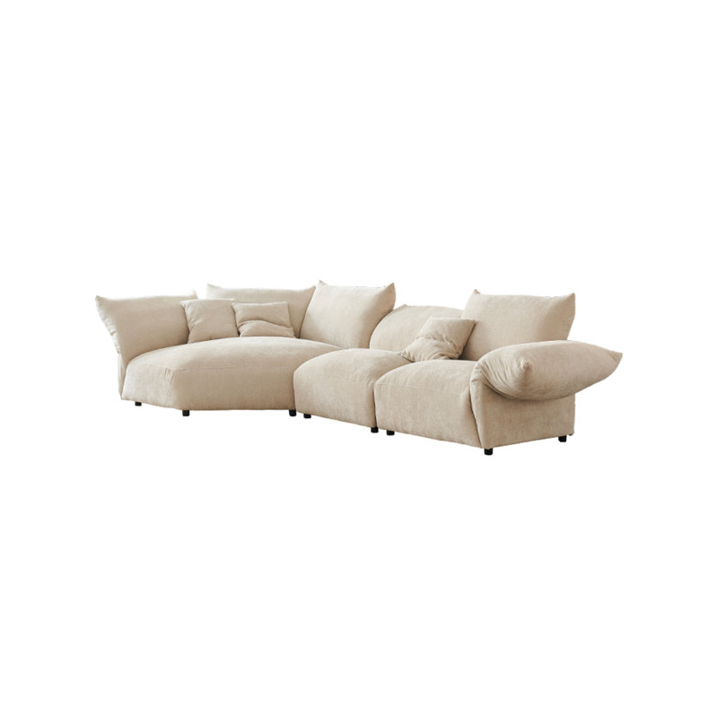 Canapé modulaire 3 pièces Lukshya, Chenille beige, Accoudoir à gauche (vu de face)
