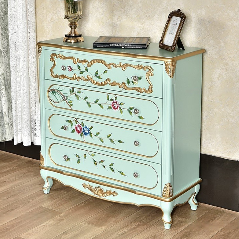 Hand-Painted Accent Chest with 4 Drawers