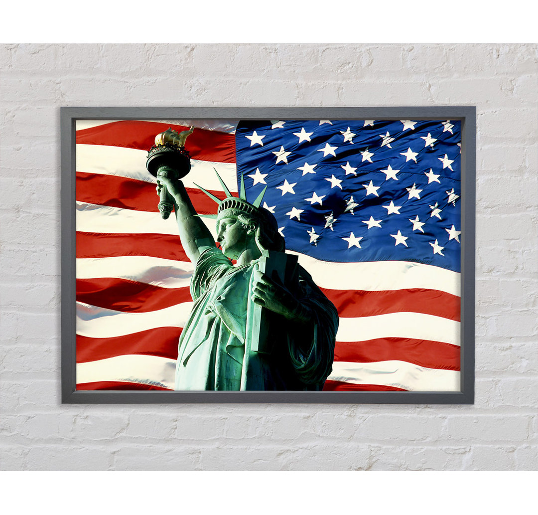 Stars And Stripes With Lady Liberty - Einzelner Bilderrahmen Kunstdrucke auf Leinwand