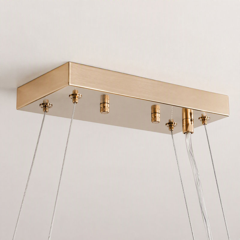 Lustre rectangulaire en cristal doré à 8 lumières de 99 cm (39 po), suspension moderne en cristal K9 en forme de goutte de pluie