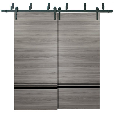 Solid + Manufactured Wood Paneled without Installation Hardware Kit Barn Door