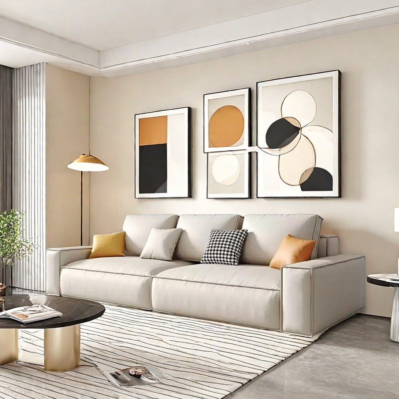 Comfortable modern living room sofa, 27.55" H x 125.98" W x 37.4" D, 5