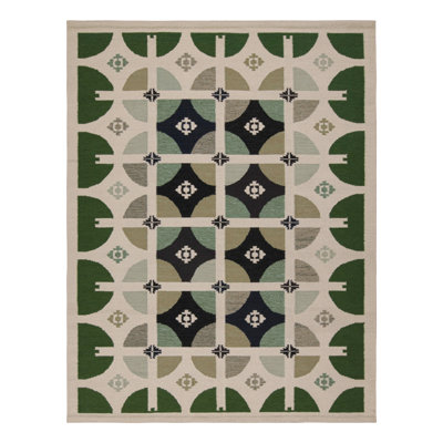 One-of-a-Kind Rectangle: 9'2" X 11'11" 1950s Area Rug