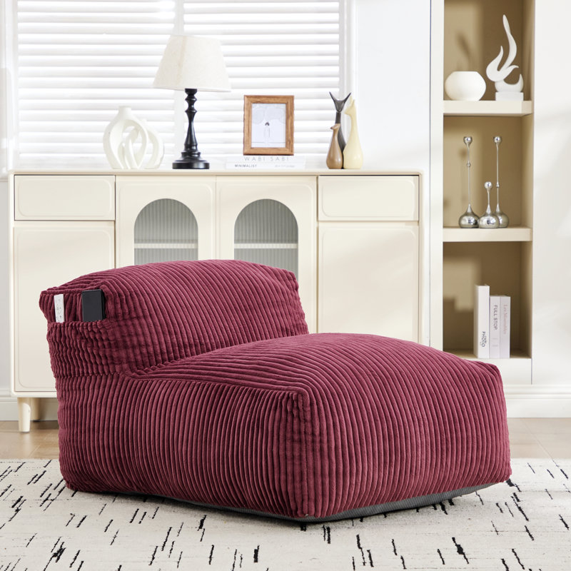 Fauteuil à billes avec repose-pieds pour salon, chambre à coucher, balcon, Vin rouge