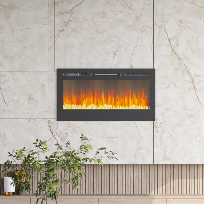 Electric Inset Fire, Black, 54.4cm H x 101.6cm W x 14cm D
