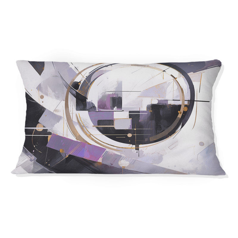 Coussin décoratif mauve à multiples facettes - imprimé cubisme