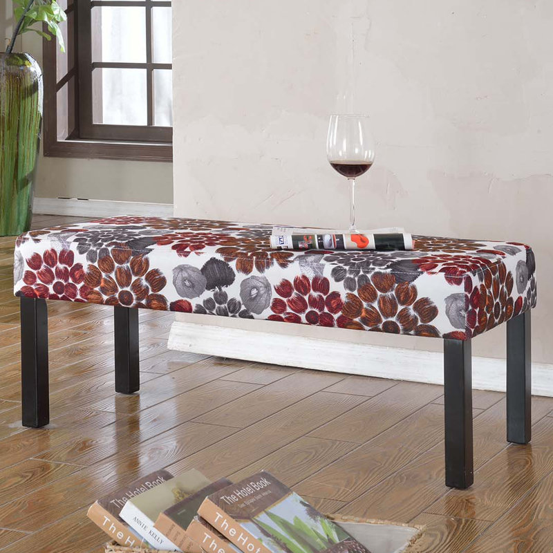 Sherri Polyester Blend Upholstered Bench, Red