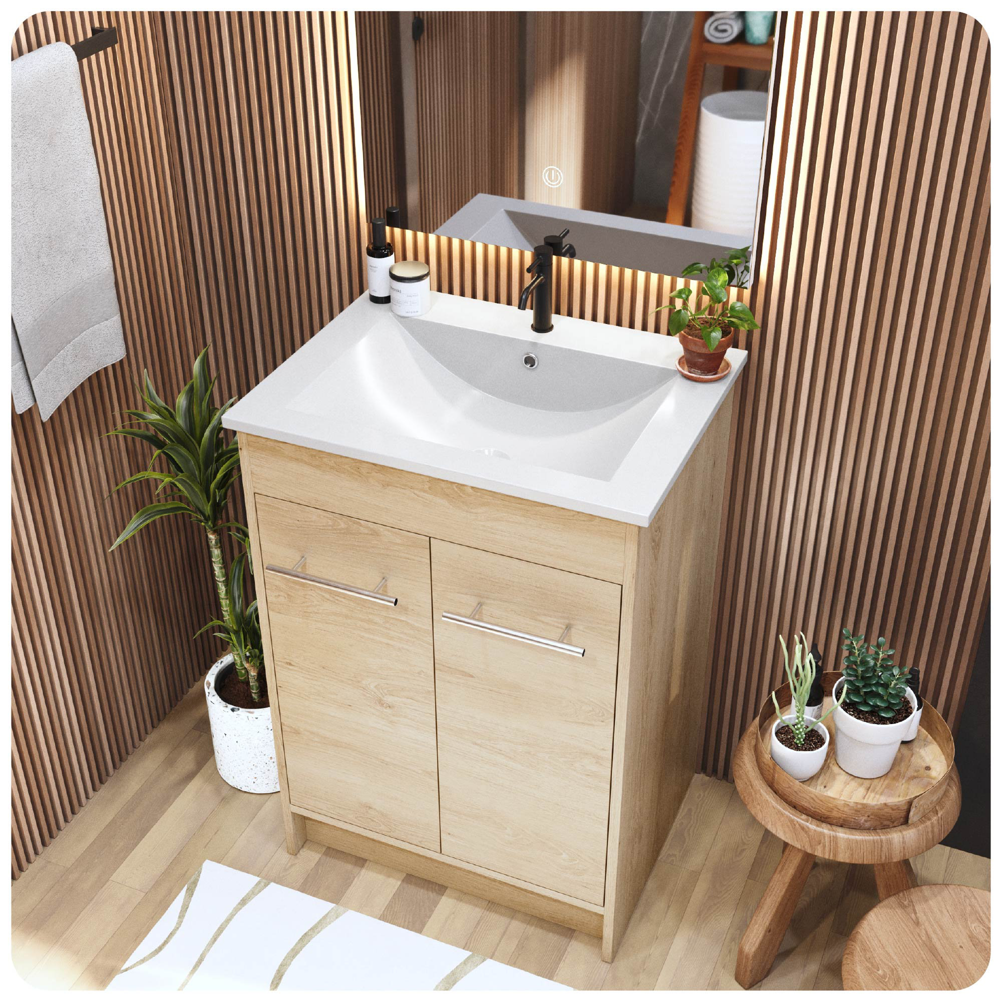 petit meuble salle de bain avec lavabo