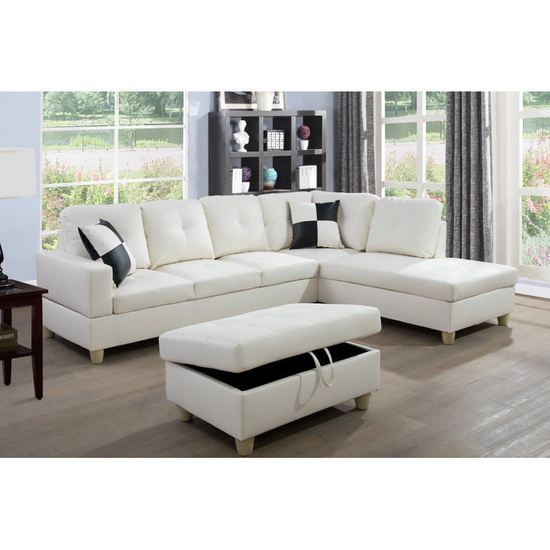 Faux Leather L-Shaped Sectional Right Hand Facing