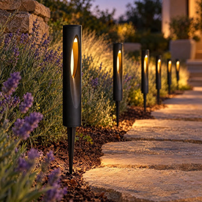 Ensemble de 6 lampes de jardin modernes pour allée extérieure