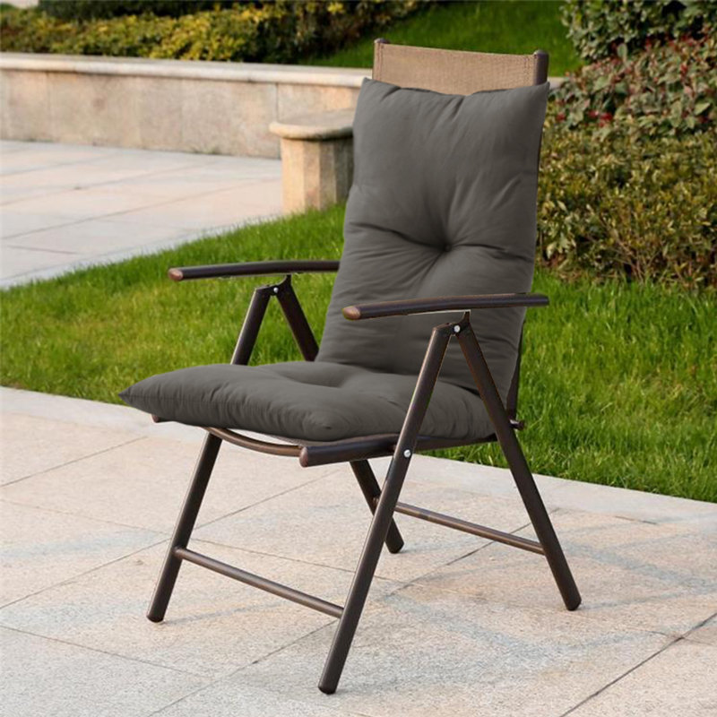 Garden Bench Seat and Back Cushion, Dark Grey, 10cm H x 120cm L x 40cm W