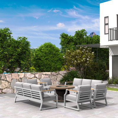 Dejona 10 - Person Patio Conversation Set with Cushions