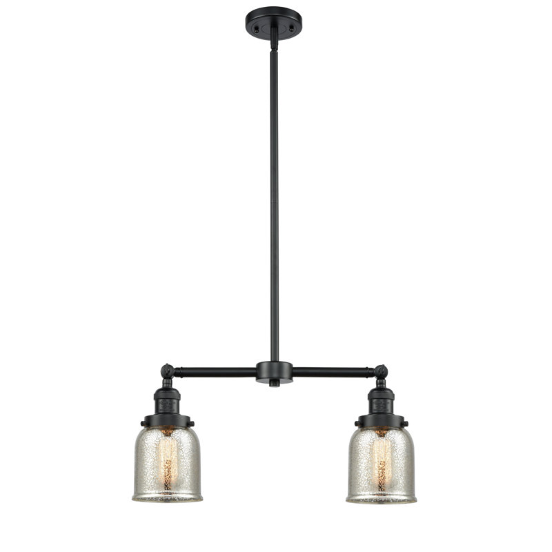 Bell - 2 Light 21" Island Light, 6 Watt Vinage LED Bulb, Silver Mercury, Oil Rubbed Bronze