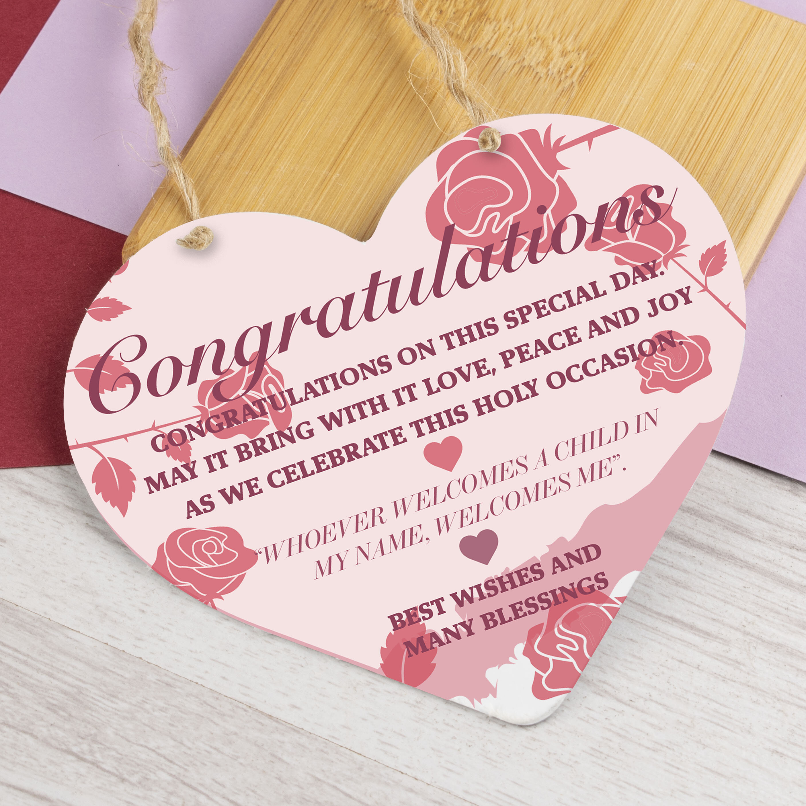 Just Married Gifts Funny Congratulations Hanging Sign Plaque Heart