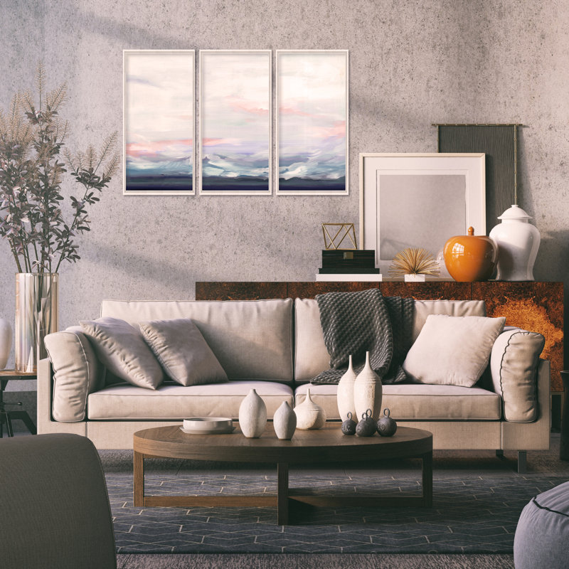 Coastal Retreat Cool Horizon Triptych