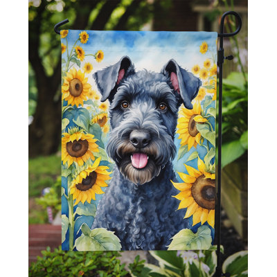 Irish Wolfhound in Sunflowers Garden Flag