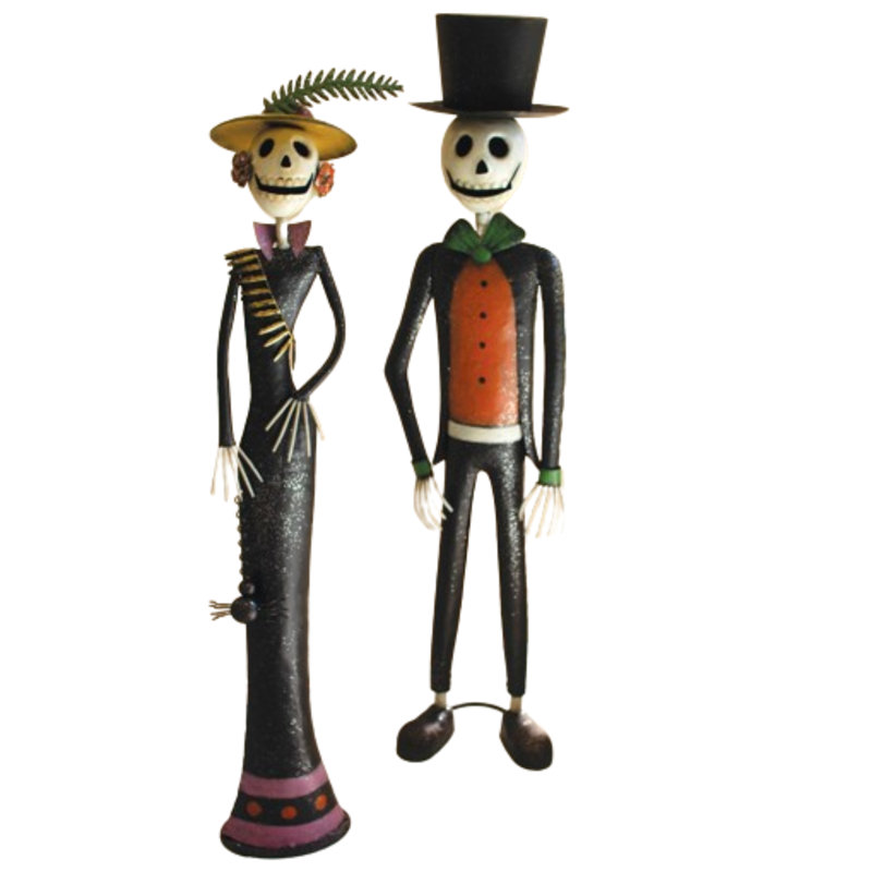 ENSEMBLE DE DEUX MÉTAUX PEINTS HALLOWEEN JOUR DU COUPLE MORT