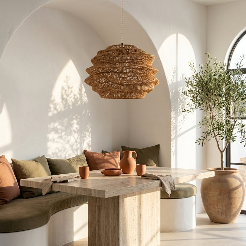 Luminaire suspendu en rotin naturel 1 lumière Sojitra