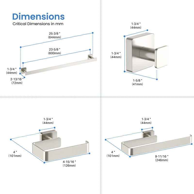 Blaze 4 - Piece Bathroom Hardware Set, Brushed Nickel