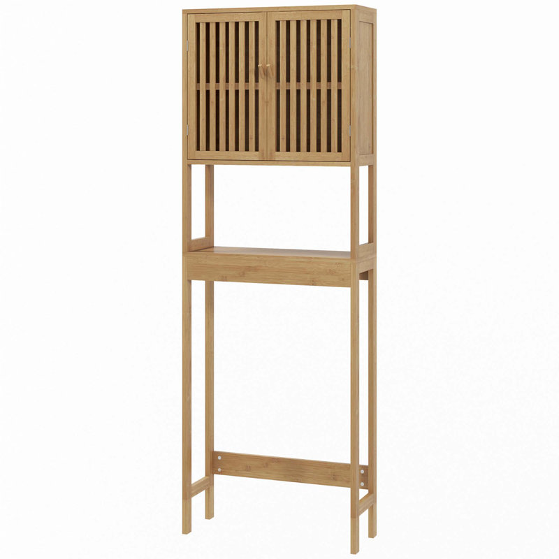 Armoire de rangement en bambou au-dessus de la toilette